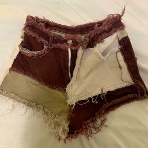 Shein patchwork high-waisted denim shorts